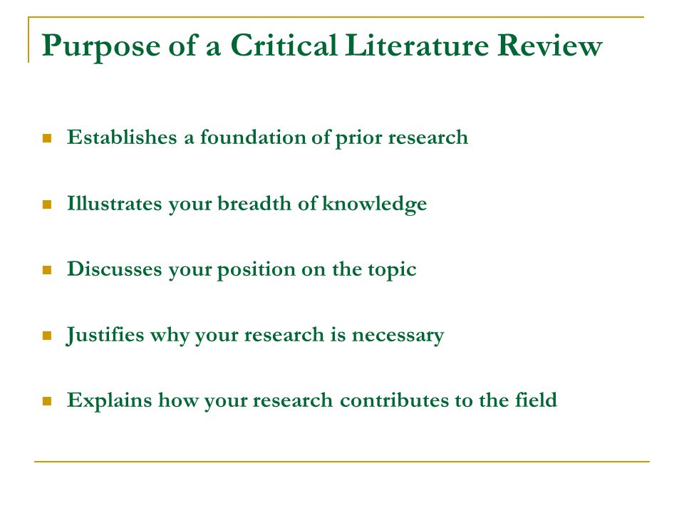 what is meant by a critical literature review
