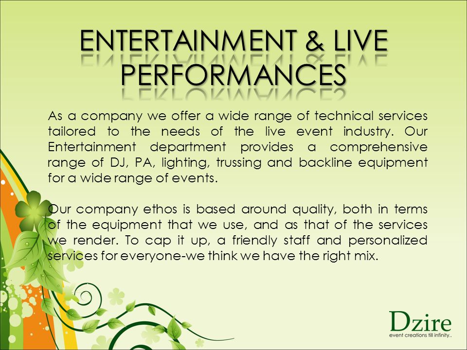 As a company we offer a wide range of technical services tailored to the needs of the live event industry.