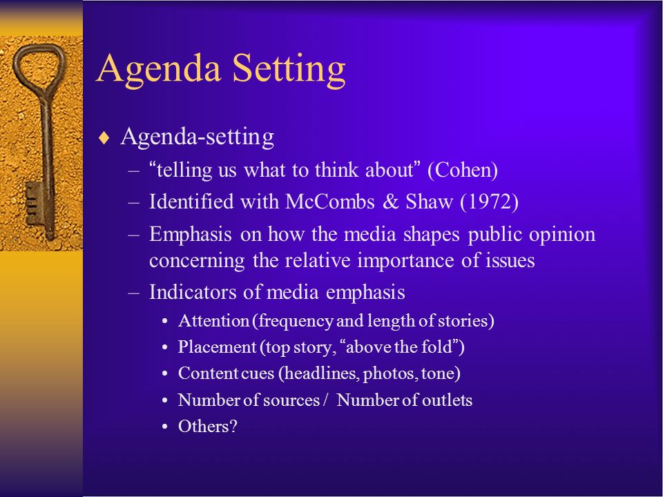 Journalism 614: Agenda Setting and Framing. Categories of Effects:  1. Agenda  Setting  2. Priming  3. Cueing  4. Framing. - ppt download