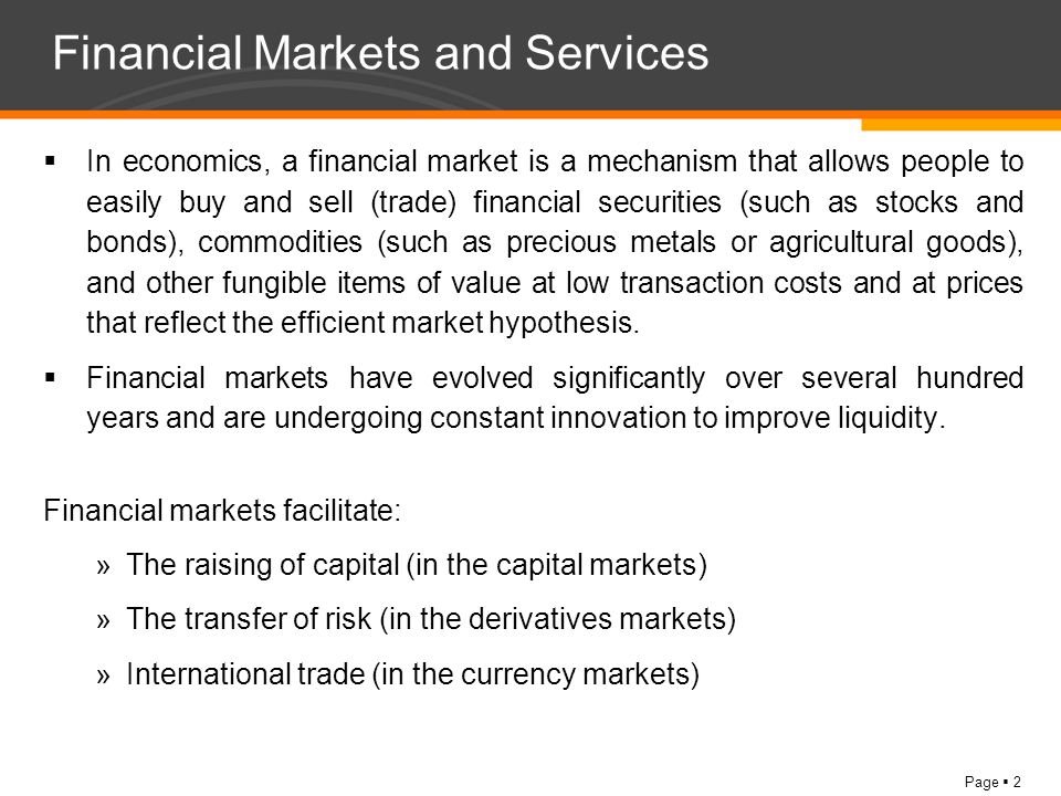 Banks and Stock Exchanges 8 th March Page 2 Financial Markets and ...