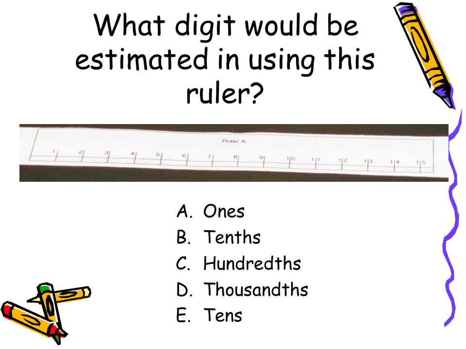 What digit would be estimated in using this ruler.