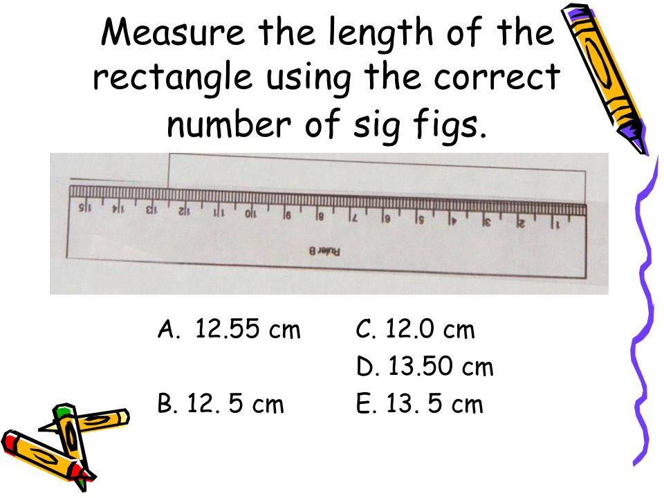 Measure the length of the rectangle using the correct number of sig figs.