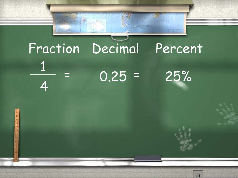 0.2525% == Fraction Decimal Percent 1 4