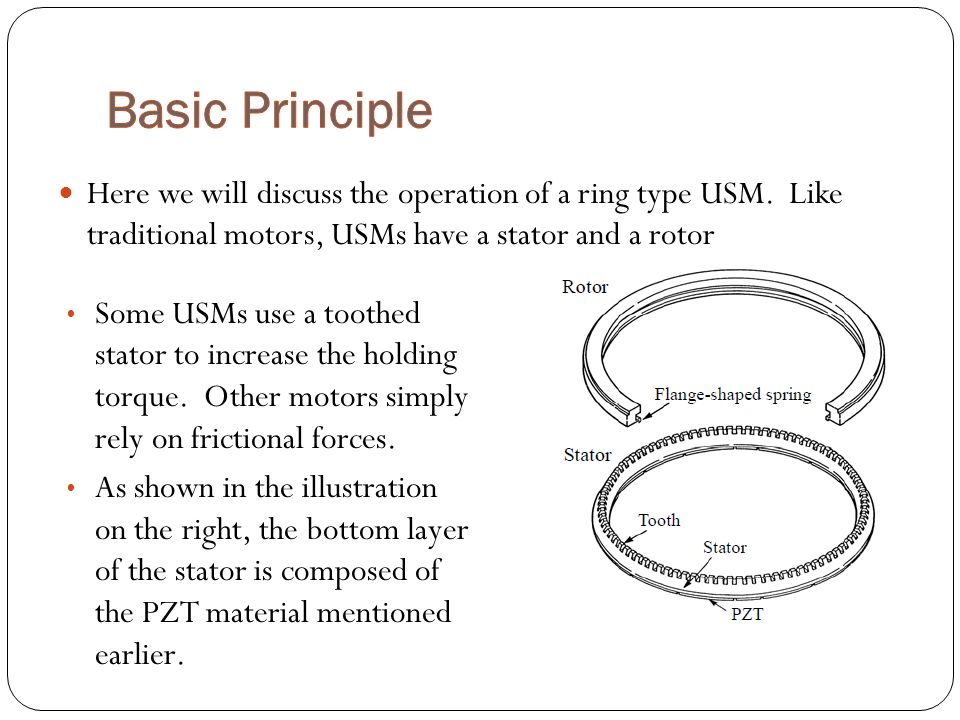 Here we will discuss the operation of a ring type USM.