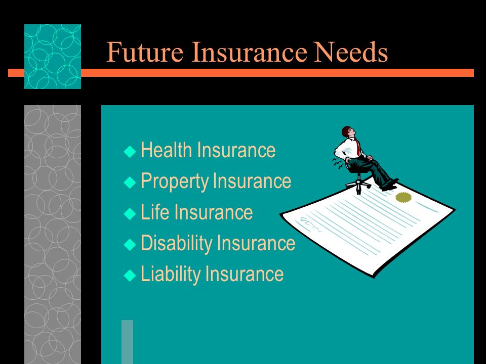 Future Insurance Needs  Health Insurance  Property Insurance  Life Insurance  Disability Insurance  Liability Insurance
