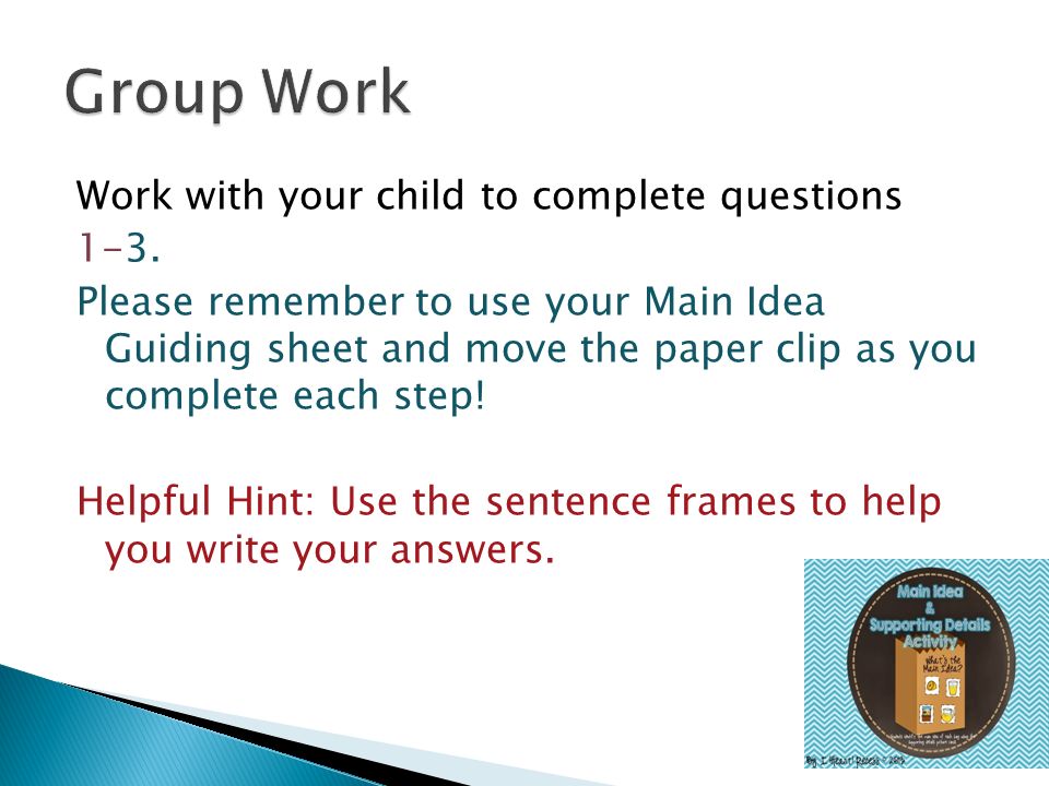 Work with your child to complete questions 1-3.