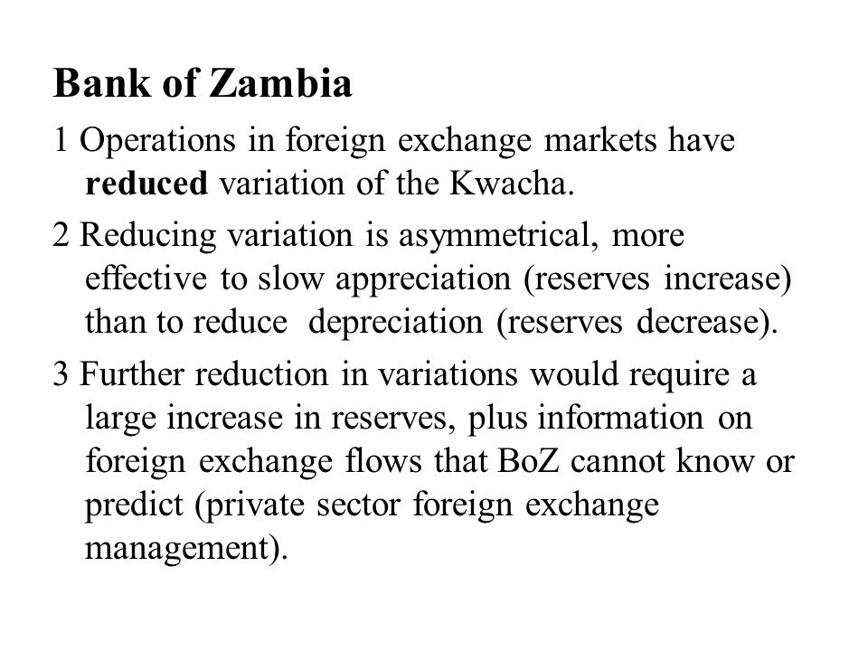 The Kwacha And Exchange Rate Policy Based On A Study Supported By - 