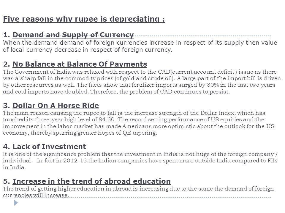 Indian Ru V S U Dollar The Sign Five Reasons Why Ru Is Depreciating 1