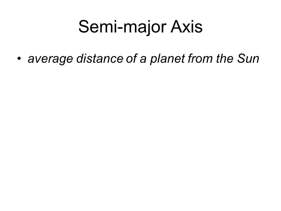 Semi-major Axis average distance of a planet from the Sun