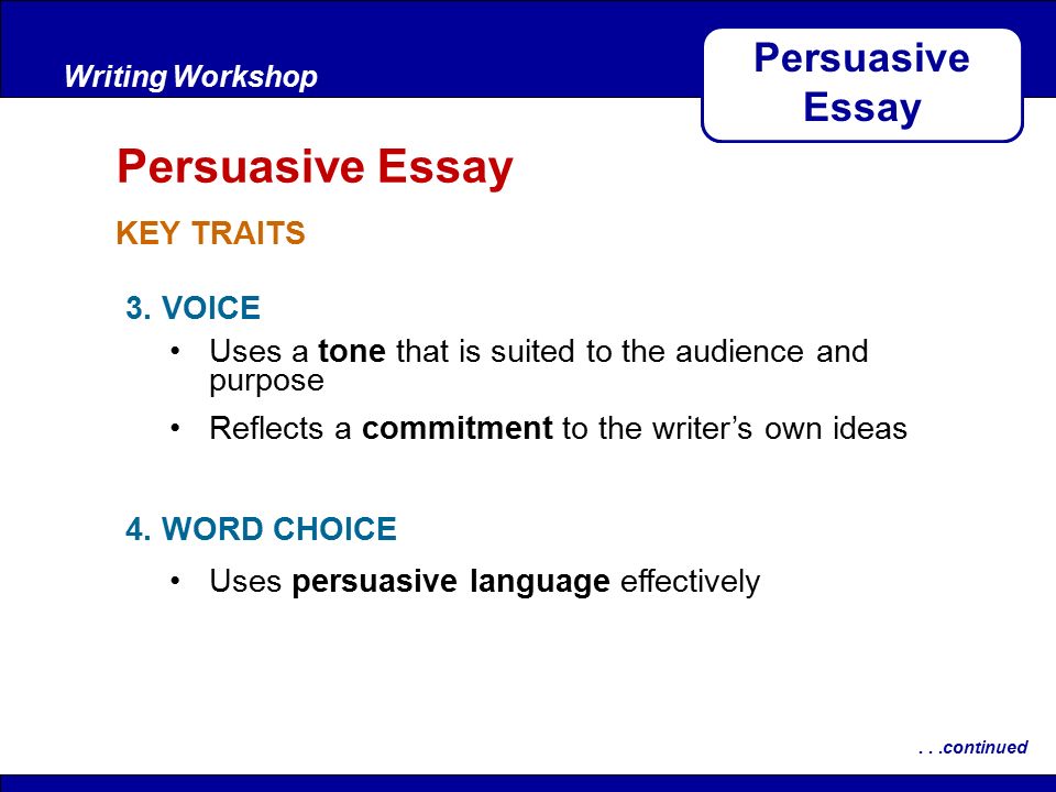 After ReadingWriting Workshop Persuasive Essay...continued 3.