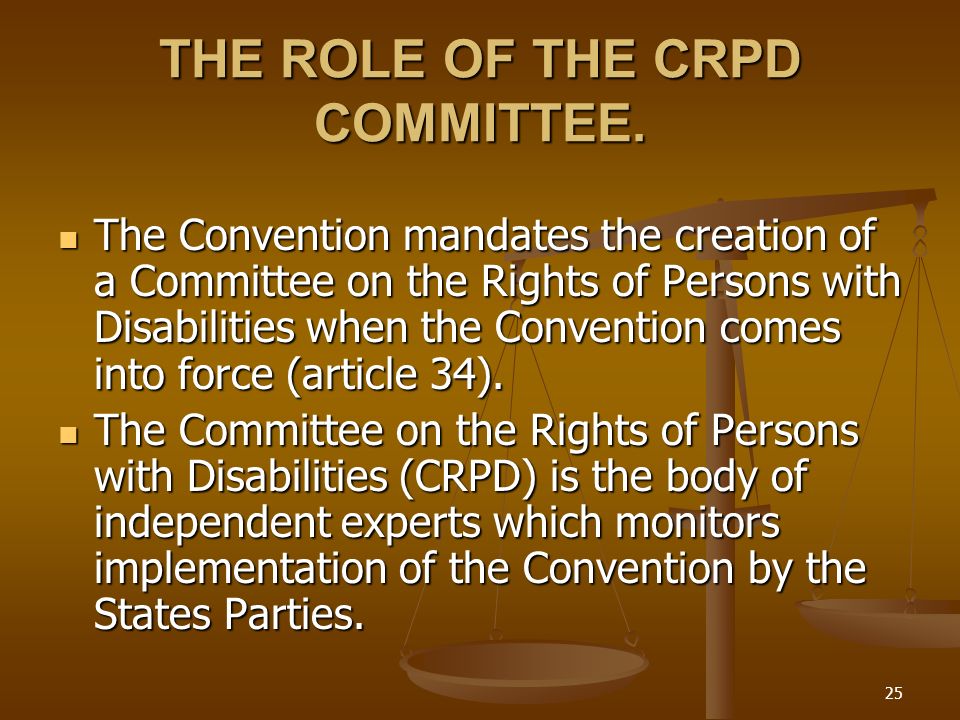 25 THE ROLE OF THE CRPD COMMITTEE.