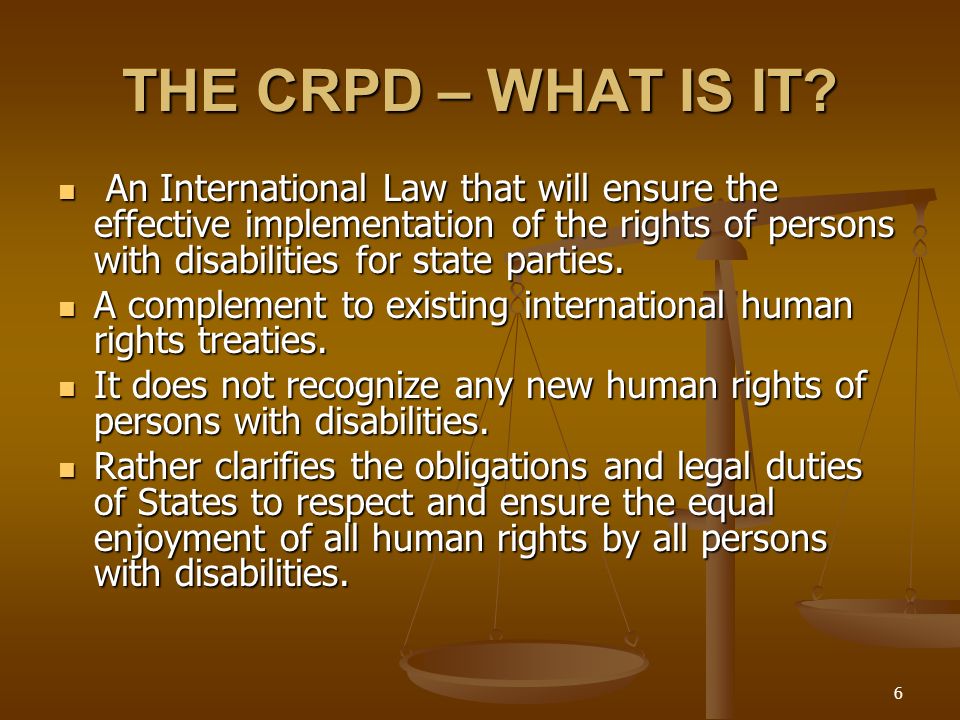 6 THE CRPD – WHAT IS IT.