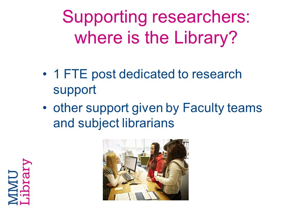 Where is the Library? Research Support at MMU Mary Pickstone Research  Support Librarian. - ppt download