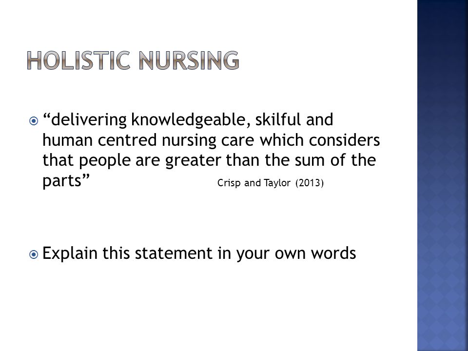 examples of holistic nursing care