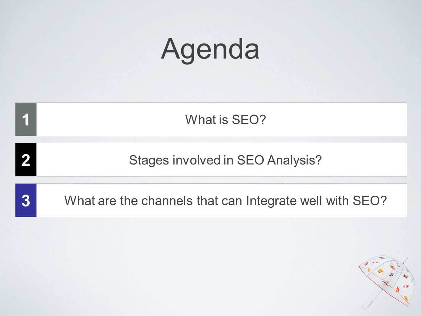 Agenda What is SEO. What are the channels that can Integrate well with SEO.