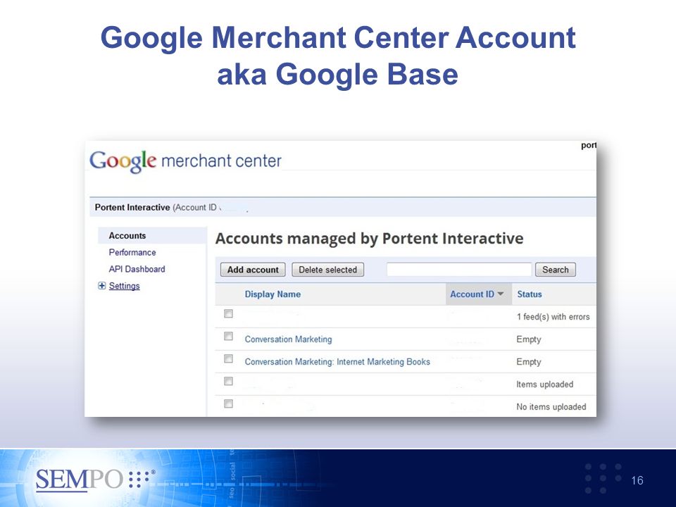 Google Merchant Center Account aka Google Base 16