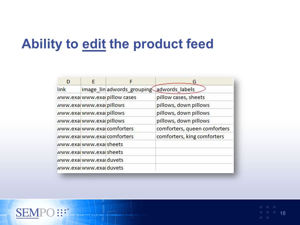 Ability to edit the product feed 18