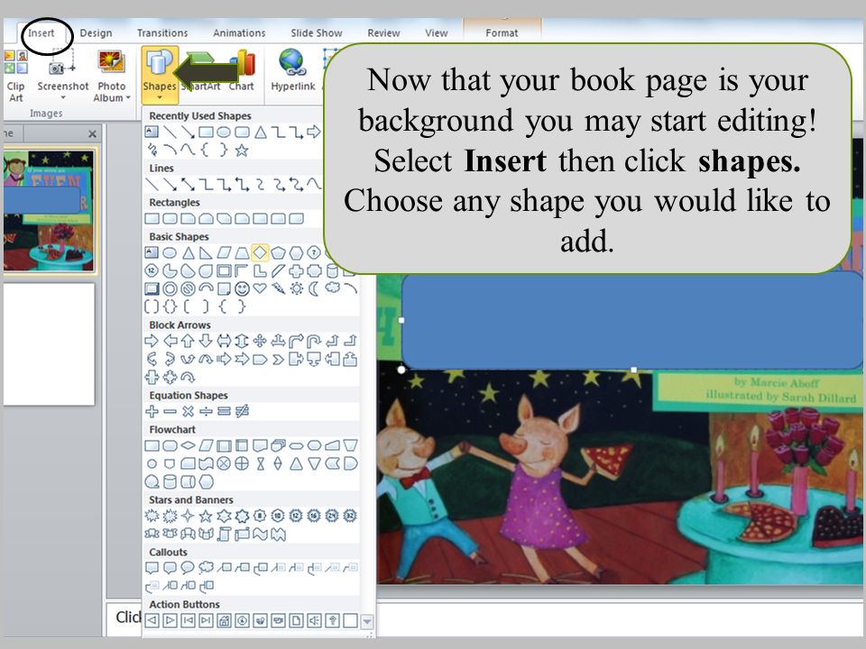Now that your book page is your background you may start editing.