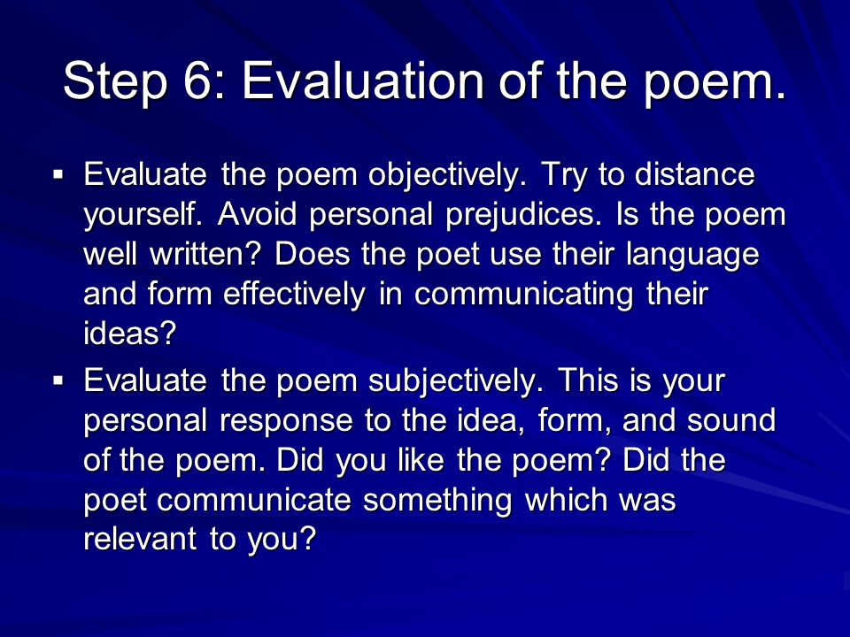 evaluating poetry