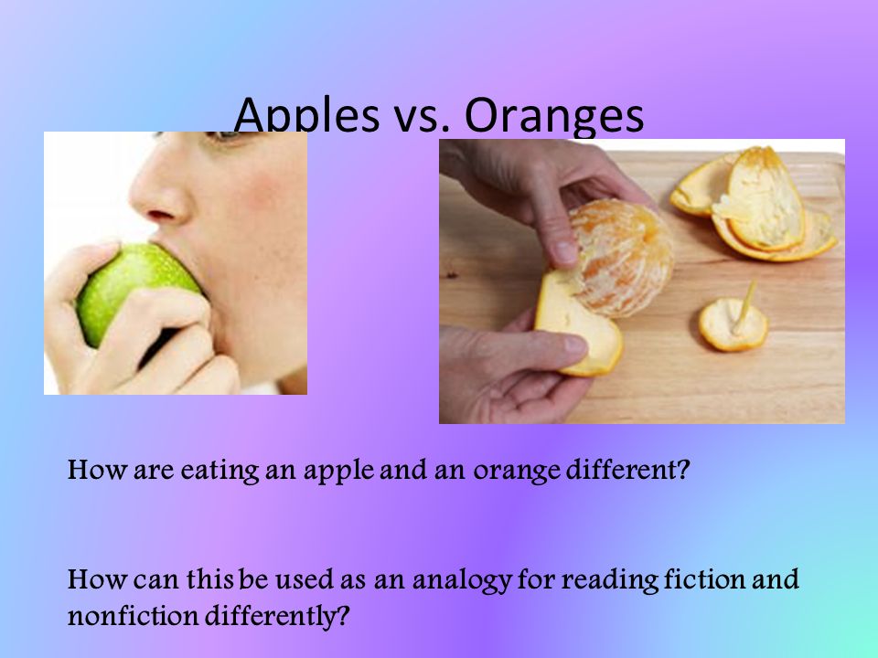 Apples vs. Oranges How are eating an apple and an orange different.