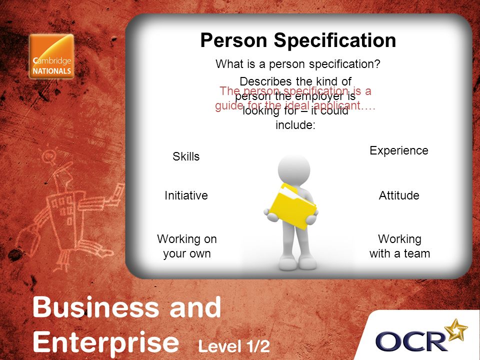 Person Specification What is a person specification.