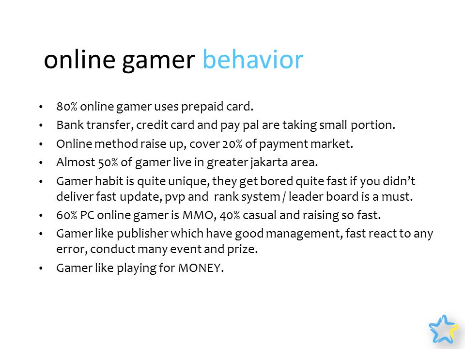 80% online gamer uses prepaid card.