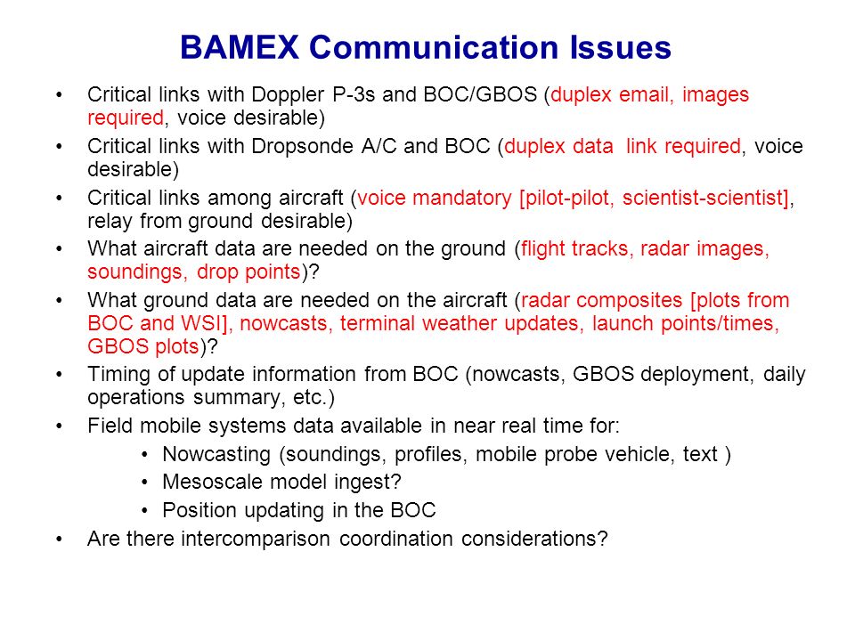 Satellite communications were crucial to RAINEX. Radar and flight track