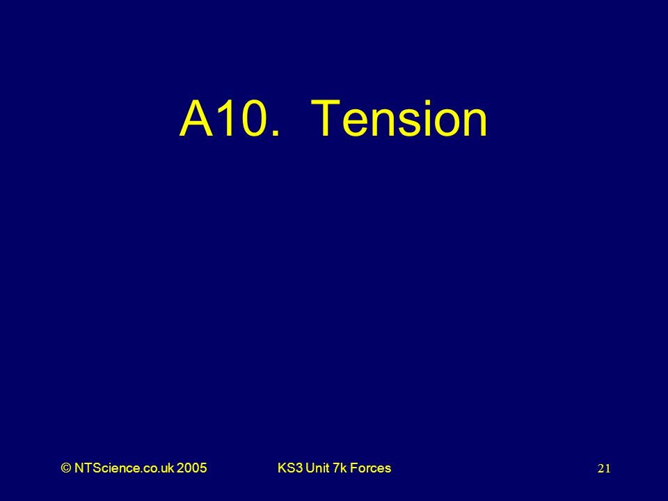 © NTScience.co.uk 2005KS3 Unit 7k Forces21 A10. Tension