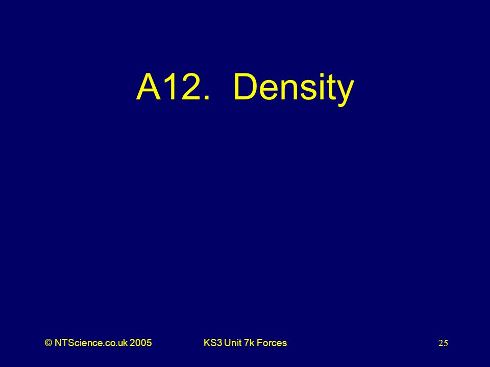 © NTScience.co.uk 2005KS3 Unit 7k Forces25 A12. Density