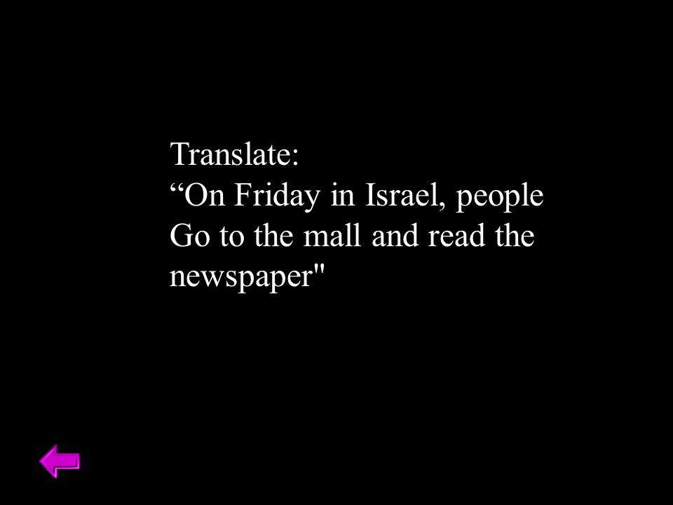 Translate: On Friday in Israel, people Go to the mall and read the newspaper