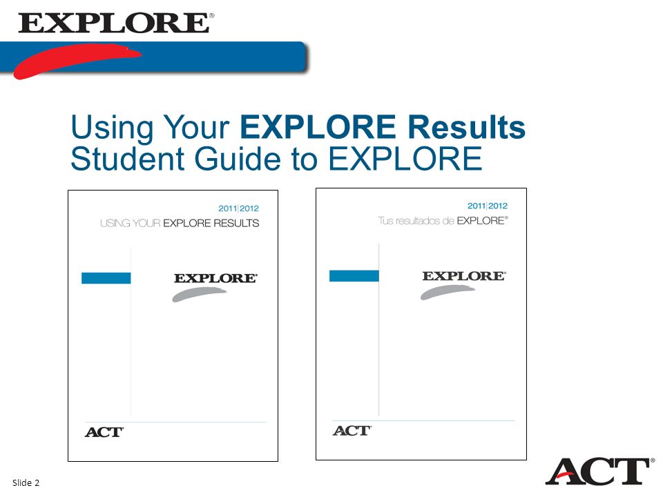 Slide 2 Using Your EXPLORE Results Student Guide to EXPLORE