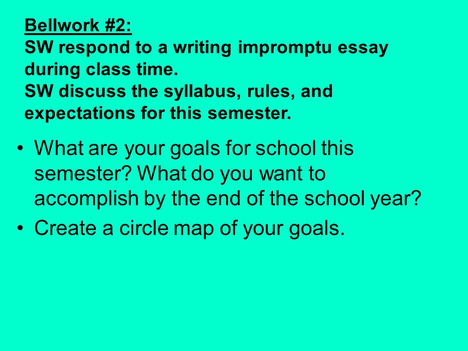bellwork 1 sw apply their current knowledge to a pre test in la 6 our classroom essay