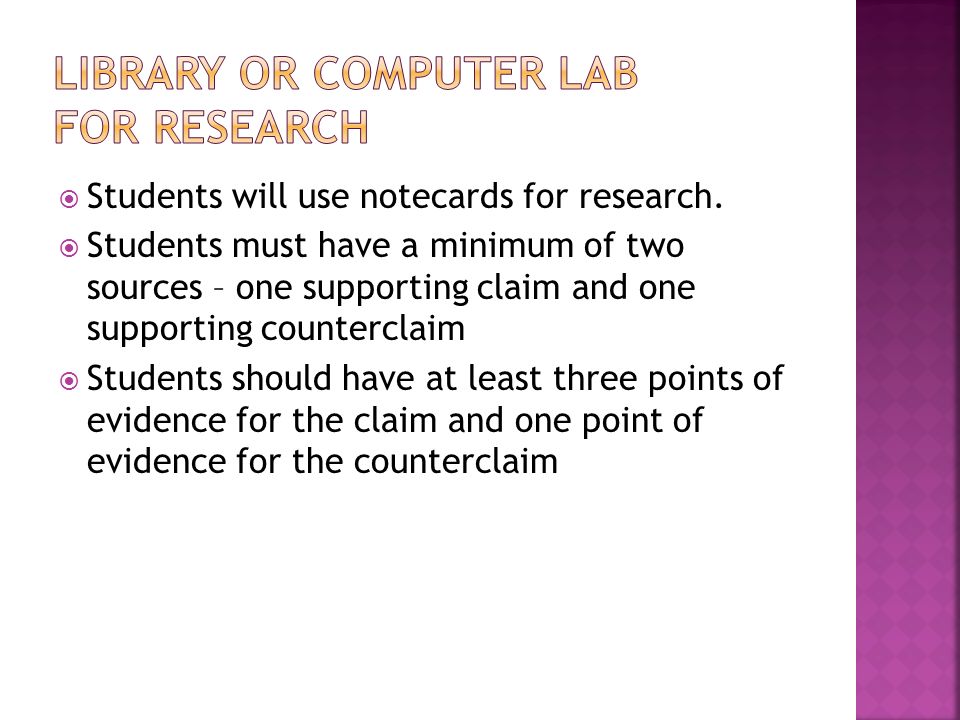  Students will use notecards for research.