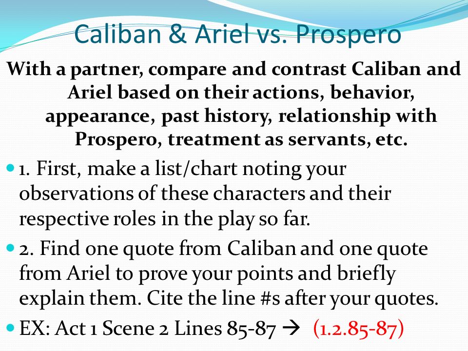 caliban and prospero relationship quotes