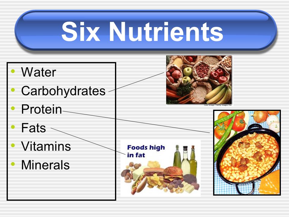 Protein Vitamins Minerals Fats And Carbohydrates Chart