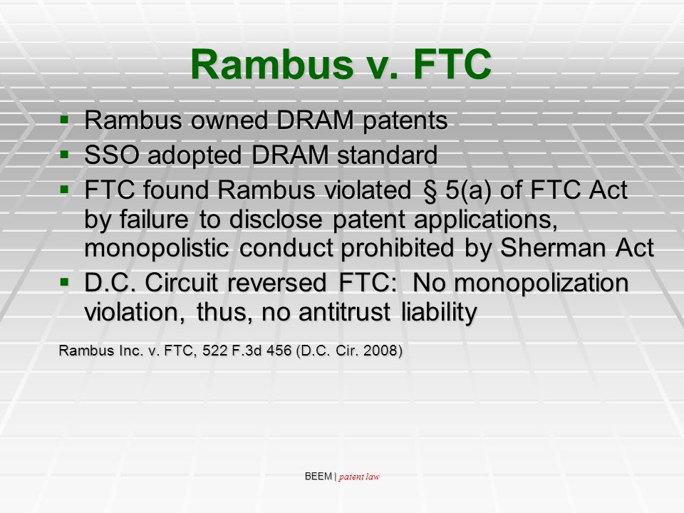 BEEM | patent law Rambus v.