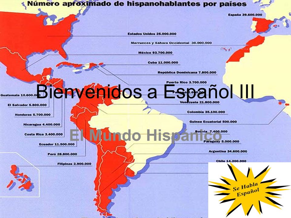 Bienvenidos a Español III El Mundo Hispánico