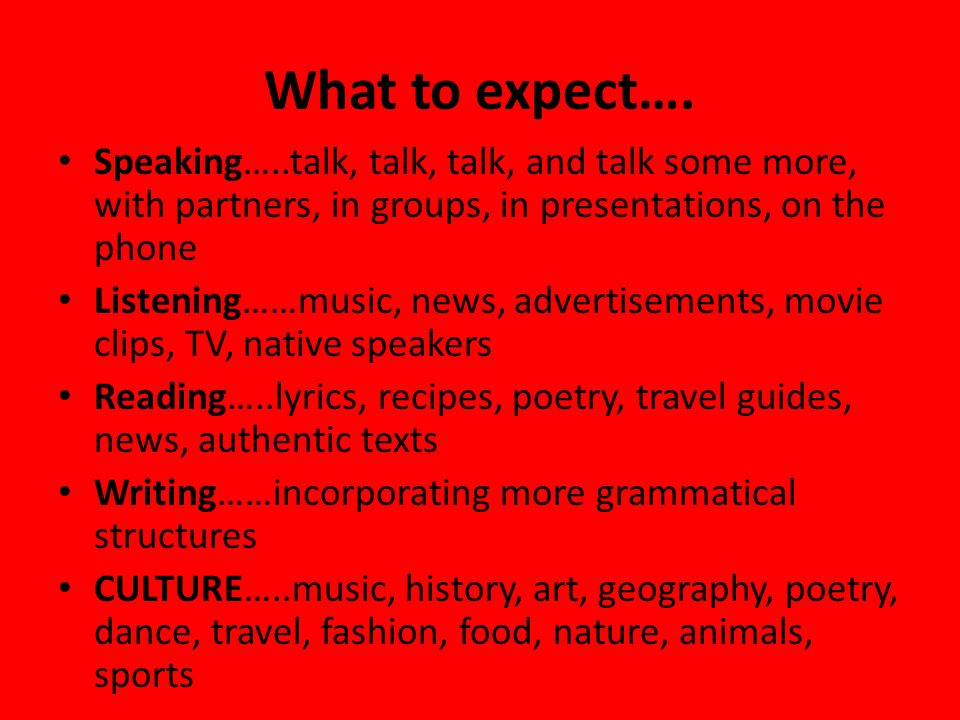 What to expect….