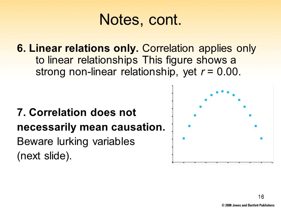 16 Notes, cont. 6. Linear relations only.