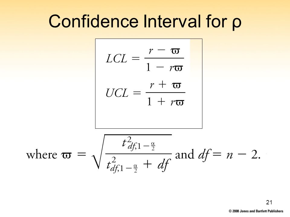 21 Confidence Interval for ρ