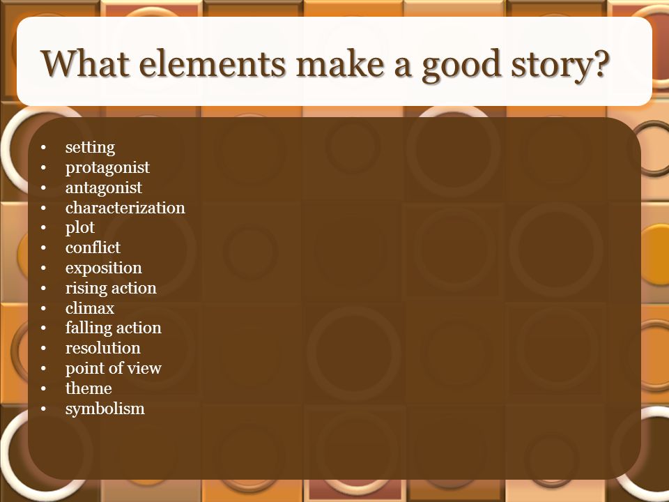 What elements make a good story.