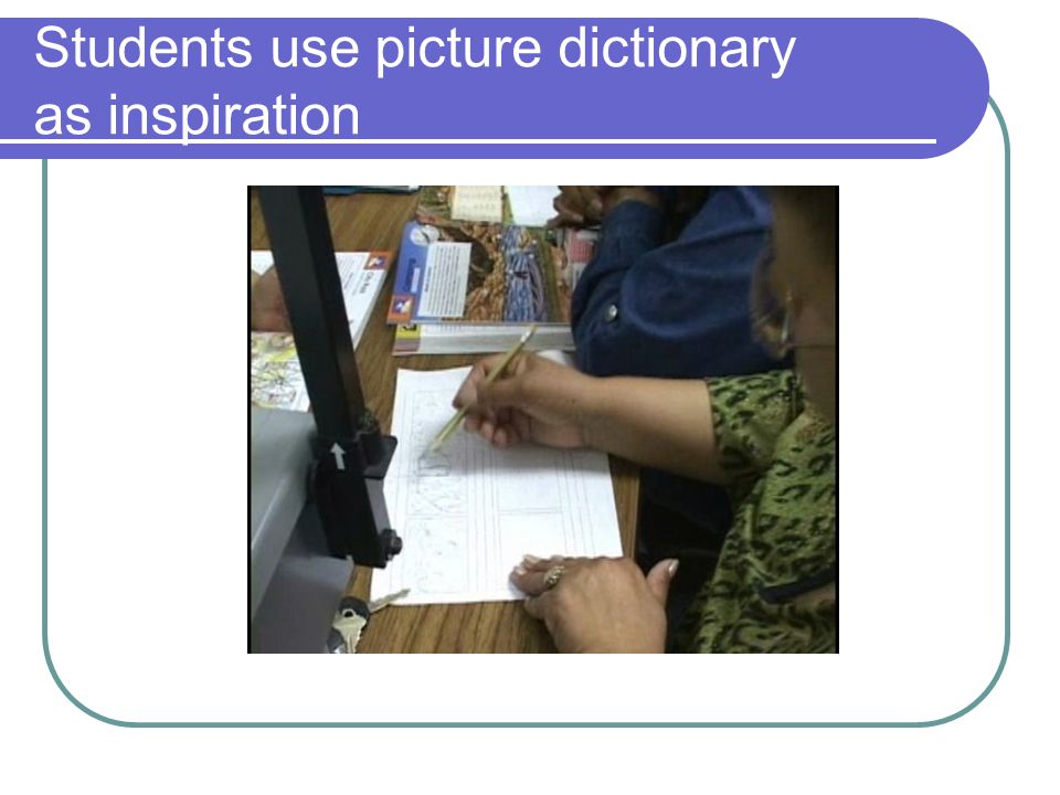 Students use picture dictionary as inspiration