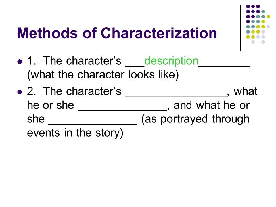 Methods of Characterization 1.