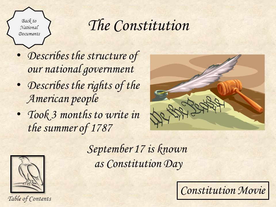 Declaration of Independence This document was the first step in separating the 13 colonies from the control of Great Britain Written by Thomas Jefferson Table of Contents Back to National Documents Congress approved it on July 4, 1776 Happy Birthday America