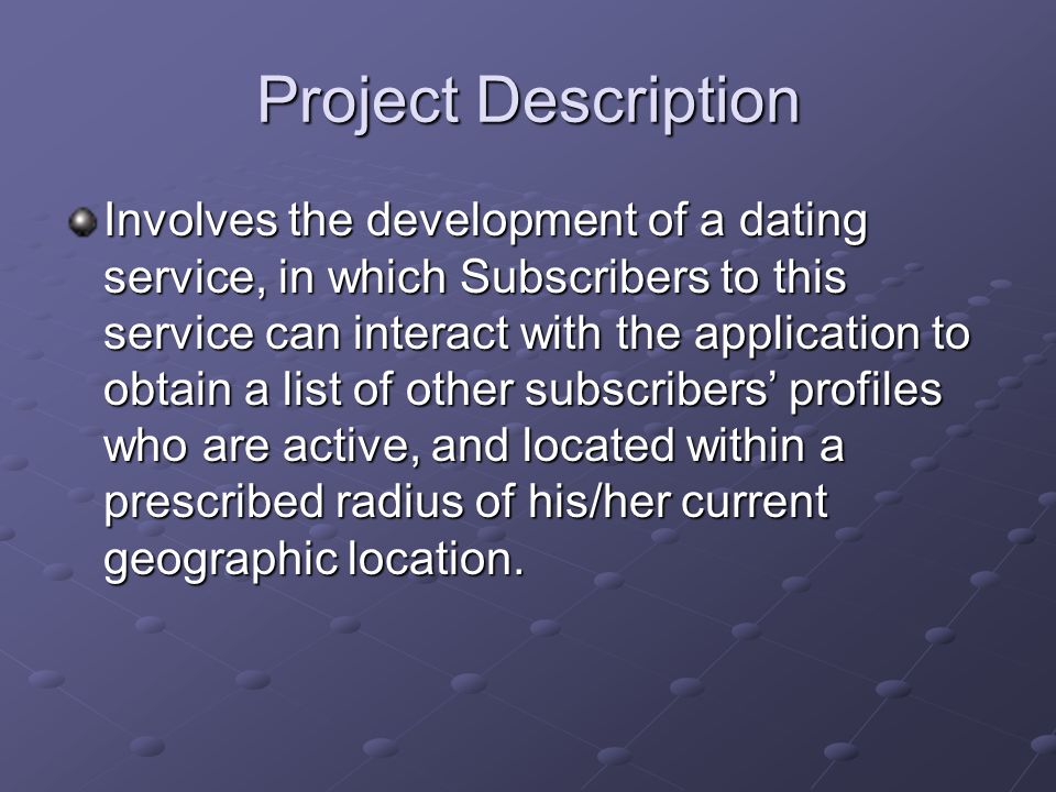 Applications speed dating