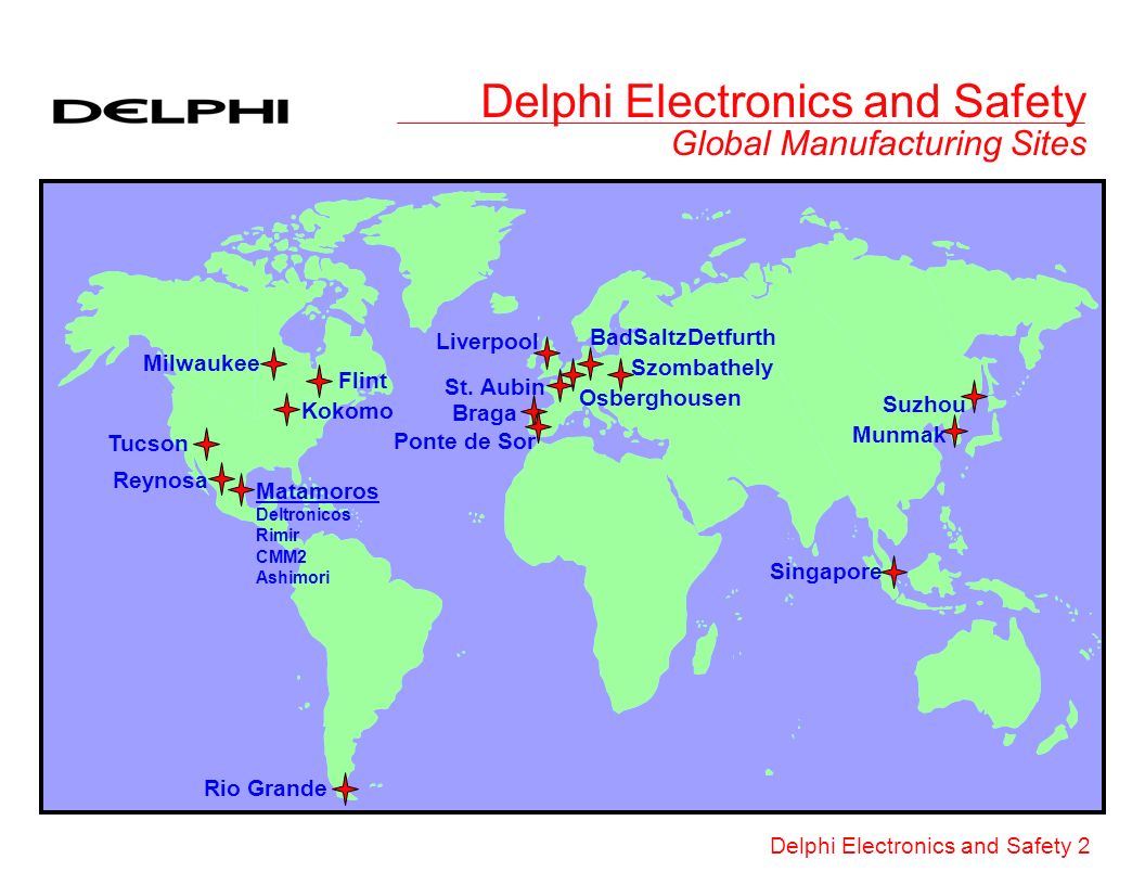 Delphi Electronics and Safety 1 Outsourcing and Globalizing: Simplifying or  Complicating Logistics Michael G. Coady 21st Century Transportation  Distribution. - ppt download