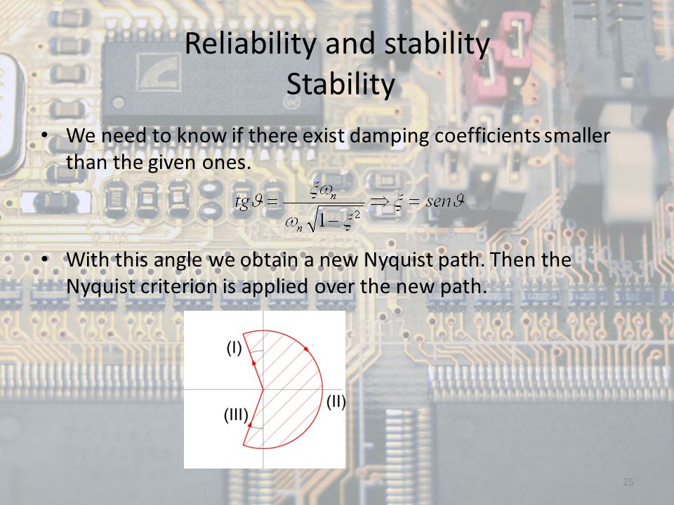 Reliability and stability Stability We need to know if there exist damping coefficients smaller than the given ones.
