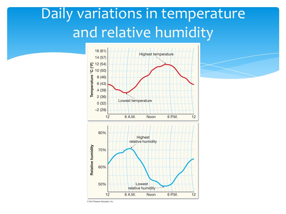 Daily variations in temperature and relative humidity