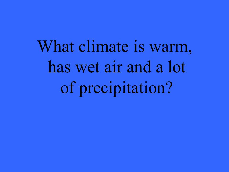 What climate is warm, has wet air and a lot of precipitation