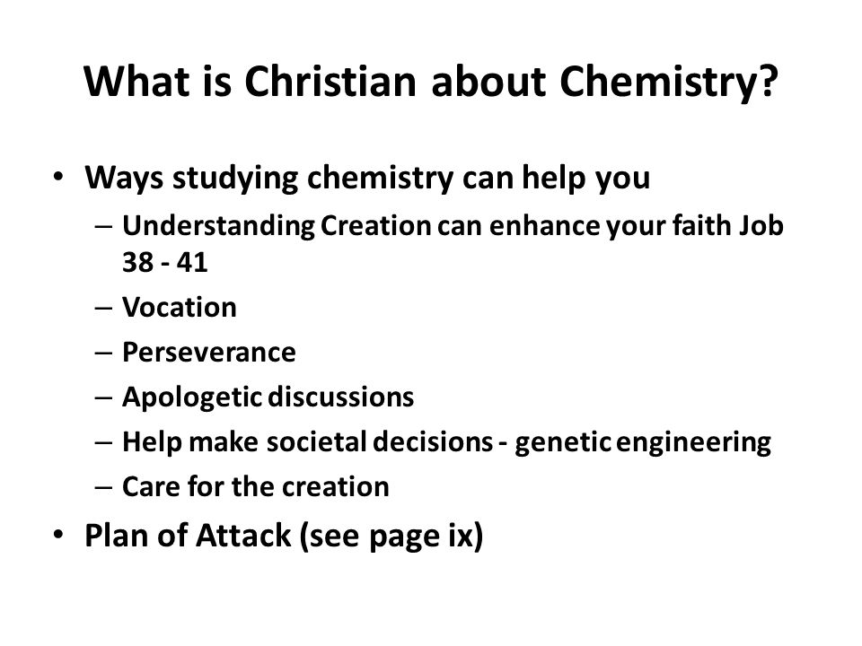 What is Christian about Chemistry.